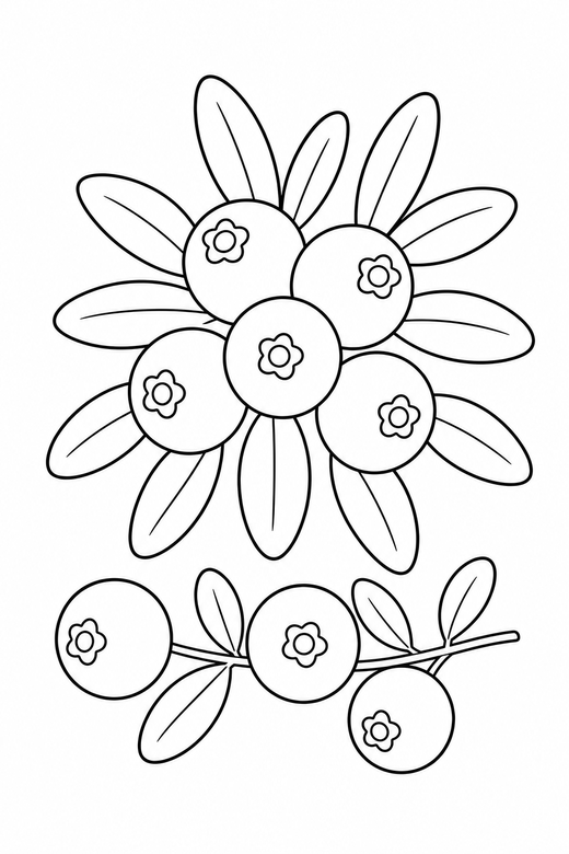 Cranberry sprig seen from above with a sprig, color online