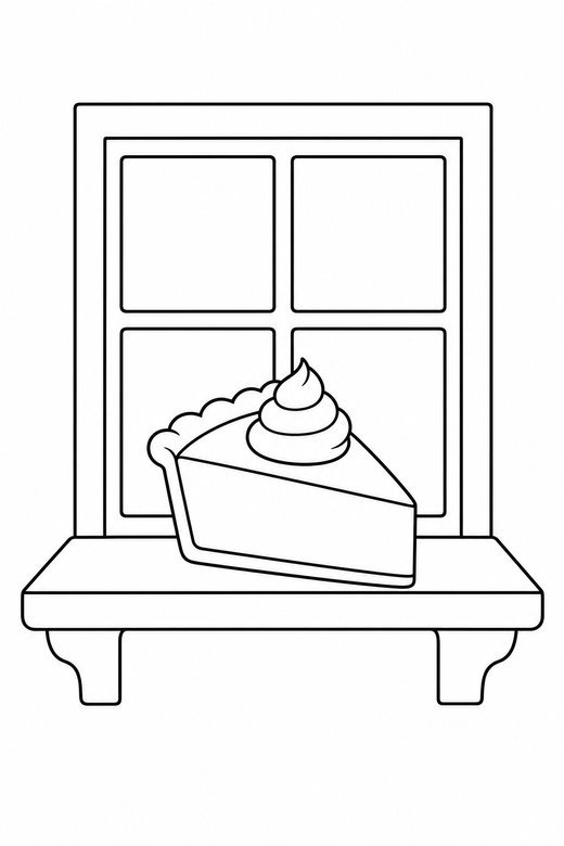 Pie slice on a windowsill, color online