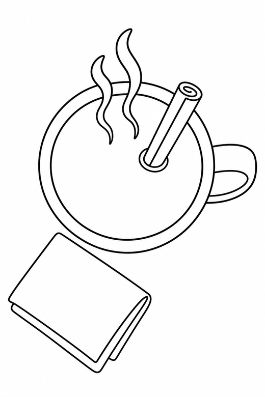 Warm drink seen from above with a napkin, color online