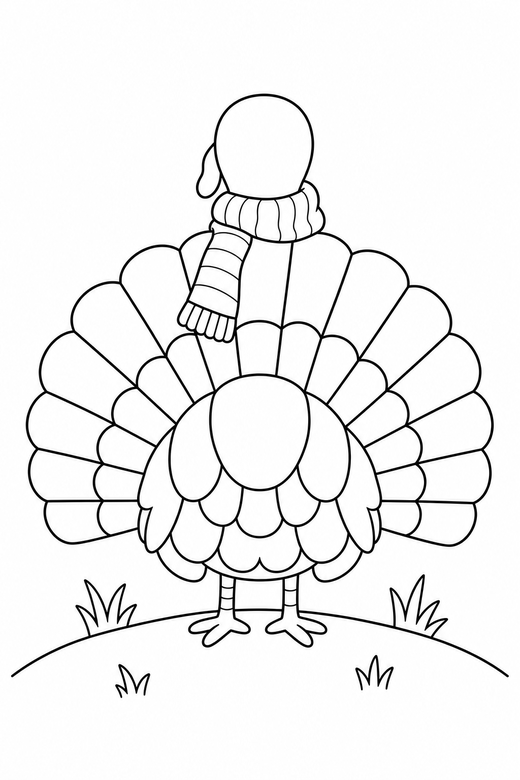 Turkey with a scarf seen from behind, color online