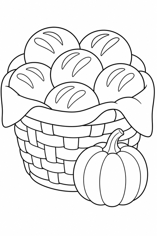 Bread rolls close up with a small pumpkin, color online