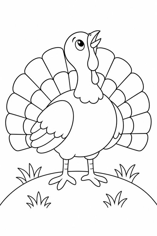 Turkey looking up on a hill, color online