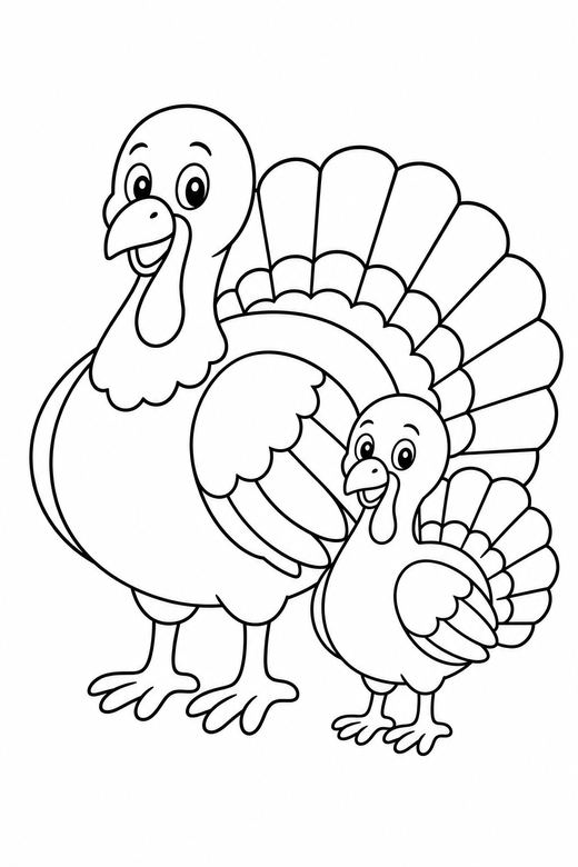 Two turkeys, color online