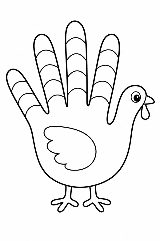 Turkey hand outline, color online