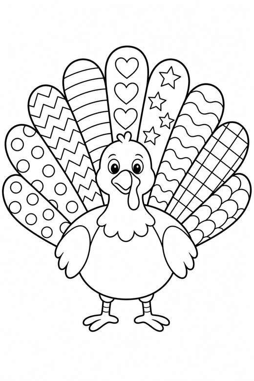 Turkey with patterned feathers, color online