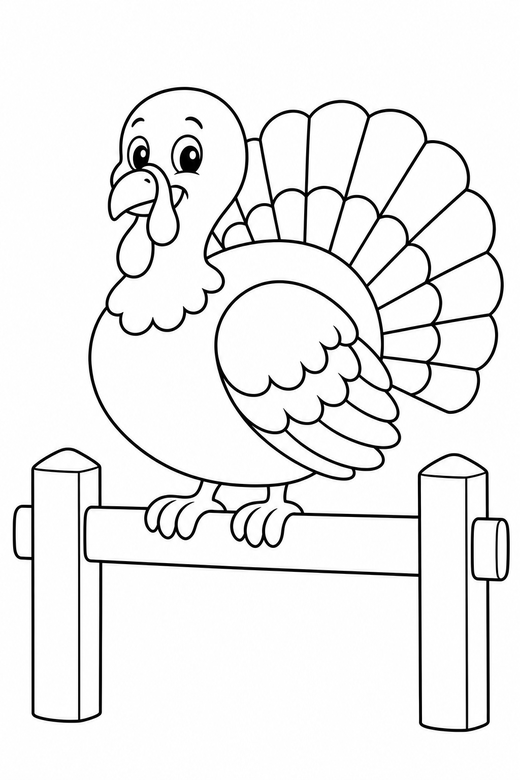 Turkey on a farm fence, color online