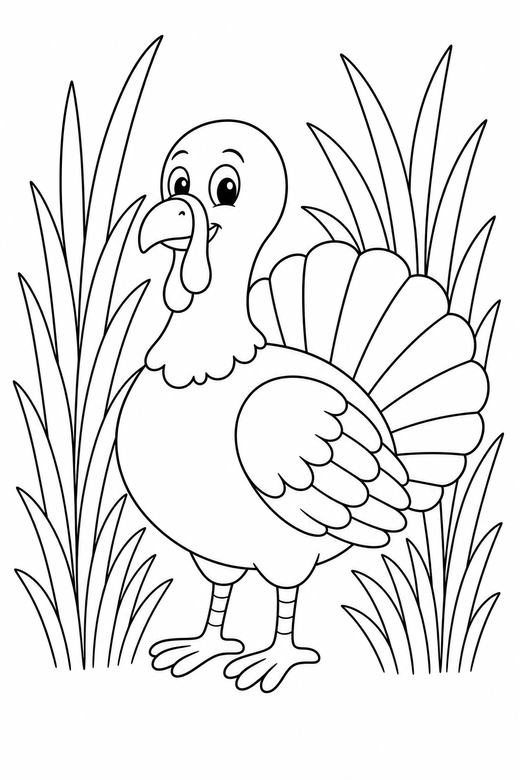 Turkey in tall grass, color online