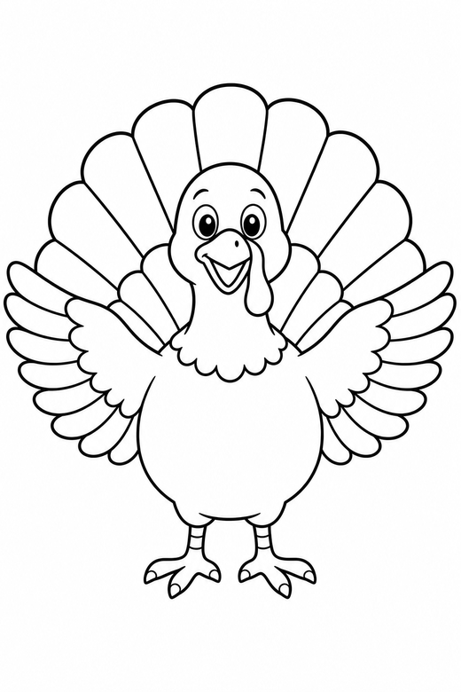 Turkey with spread wings, color online