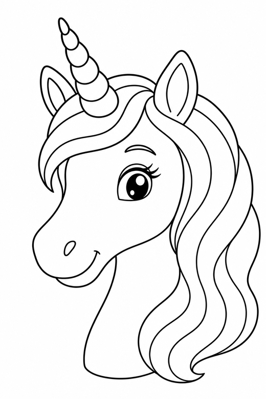 Unicorn head portrait, color online