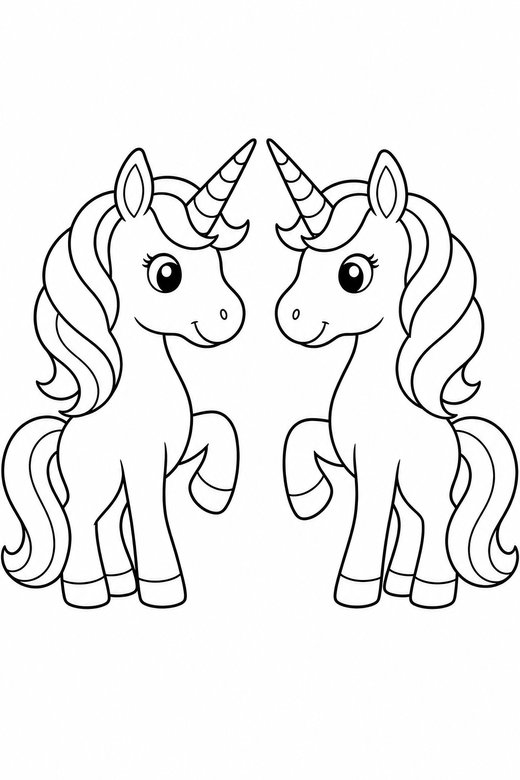 Two unicorns nose to nose, color online