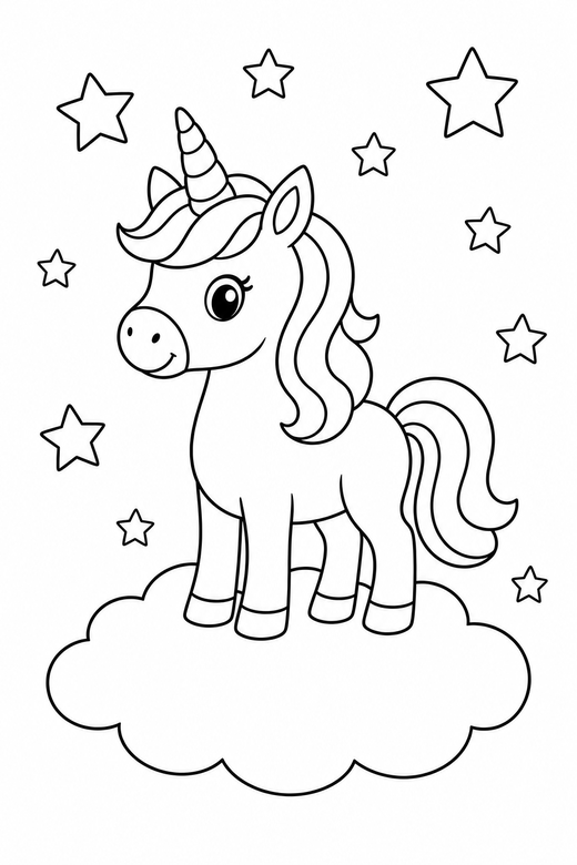 Unicorn on a cloud, color online