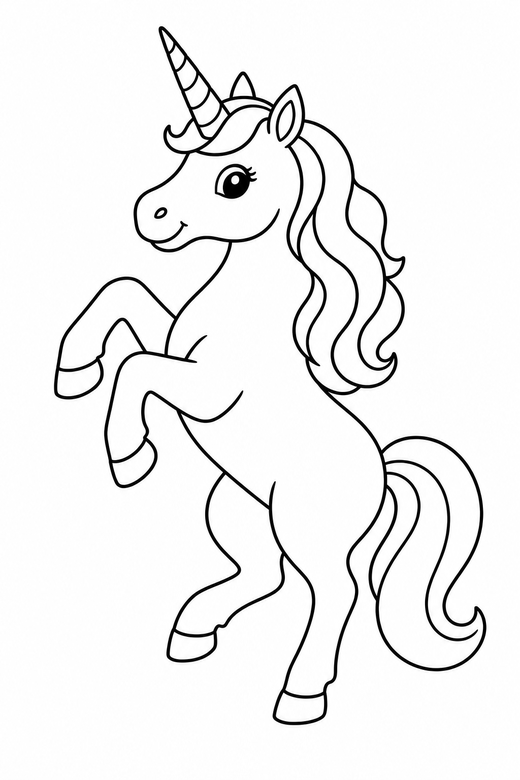 Unicorn rearing up, color online