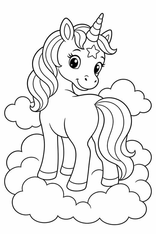 Star-marked unicorn looking back, color online