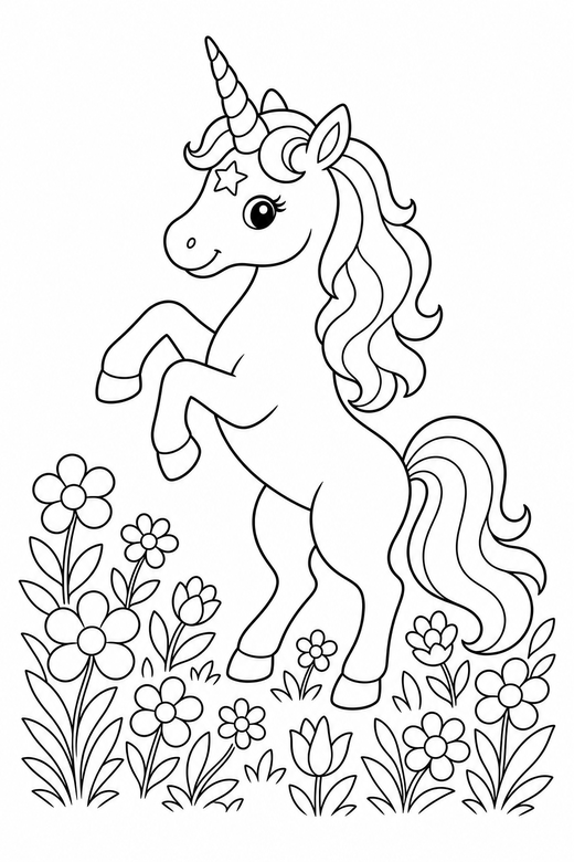 Star-marked unicorn rearing up, color online