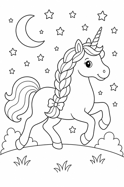 Braided-mane unicorn galloping, color online