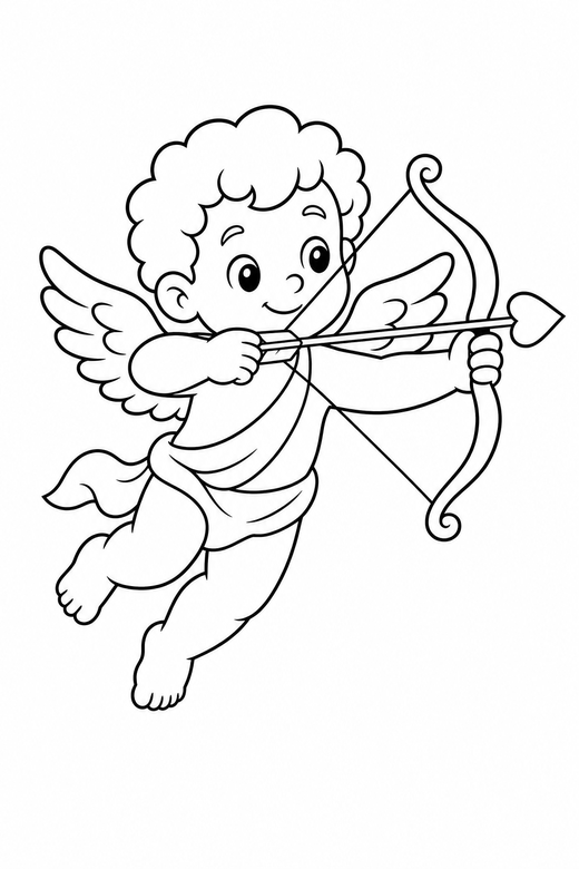 Cupid with a bow, color online