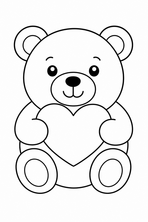 Bear holding a heart, color online