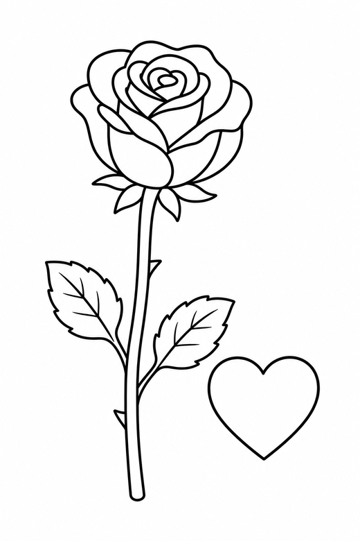 Rose with a heart, color online