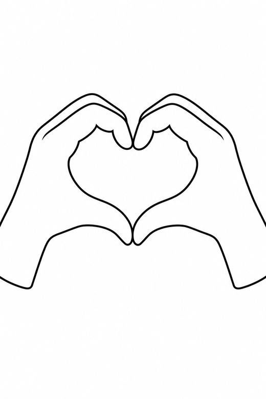 Two hands making a heart, color online