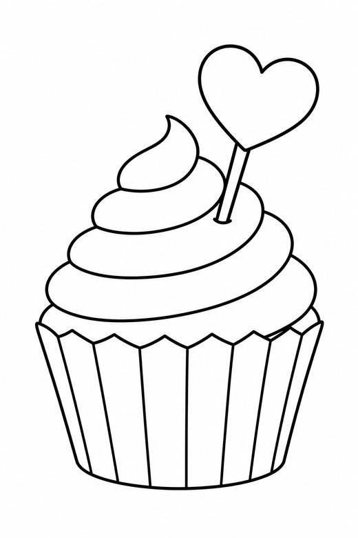 Cupcake with a heart topper, color online