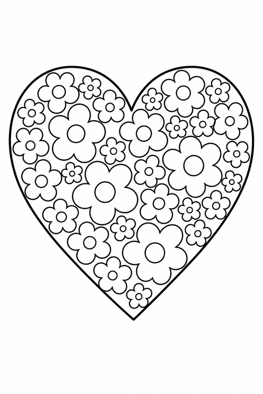Heart made of flowers, color online
