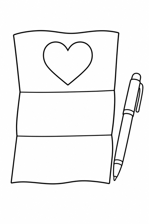 Love letter and pen, color online