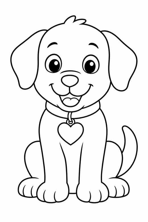 Puppy with a heart collar, color online