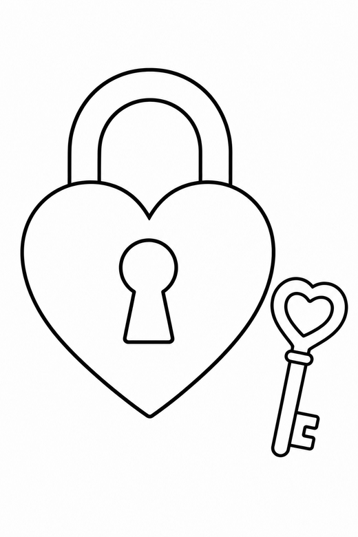 Heart shaped key and lock, color online