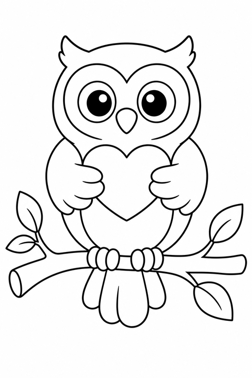 Owl with a heart, color online