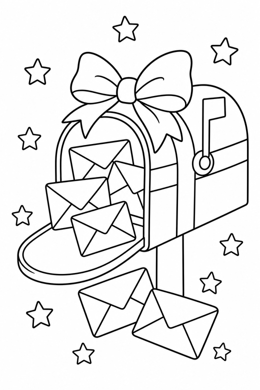 Full mailbox with a bow with stars, color online