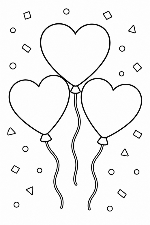 Heart balloons outlined thickly, color online