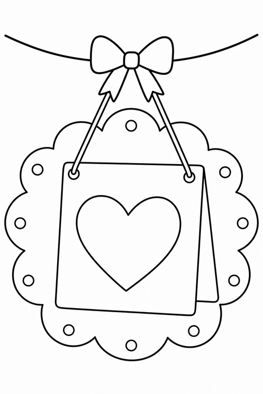 Valentine card with a border on a string, color online