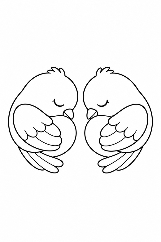 Love birds sleeping, color online