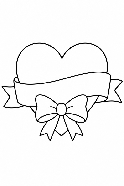 Heart banner with a bow, color online