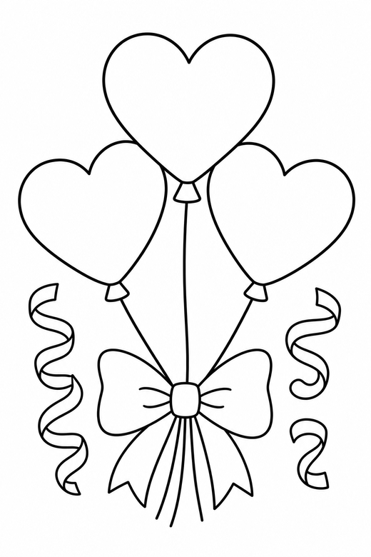 Heart balloons with a bow with ribbons, color online