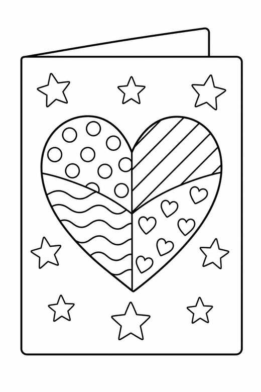 Valentine card patterned with stars, color online