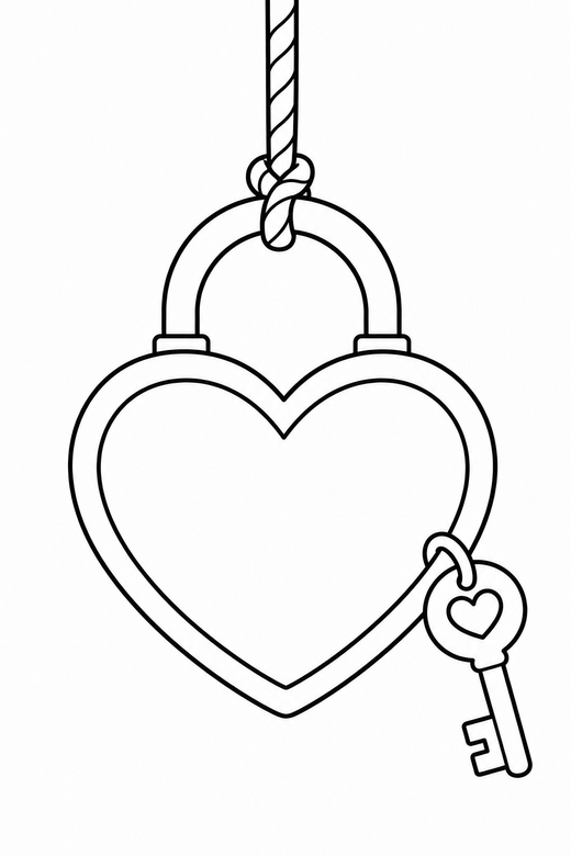 Heart and key with a blank centre, color online