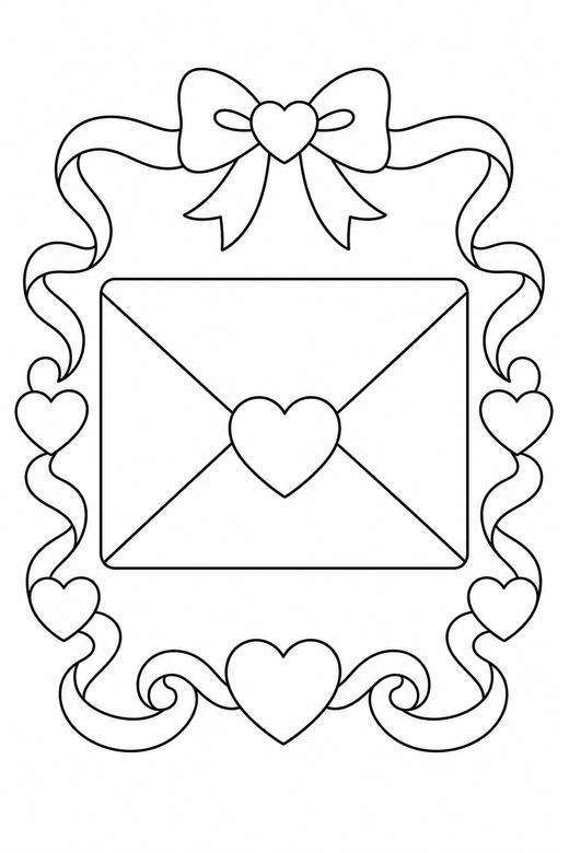 Sealed envelope with a border with ribbons, color online