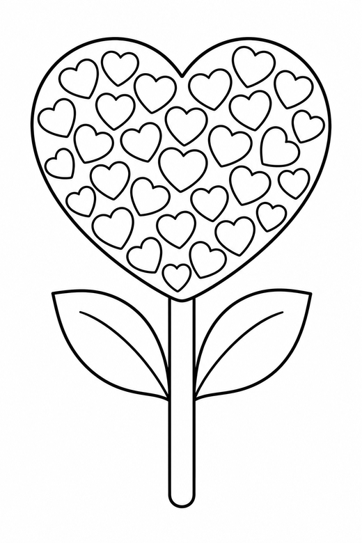 Heart lollipop made of small hearts, color online