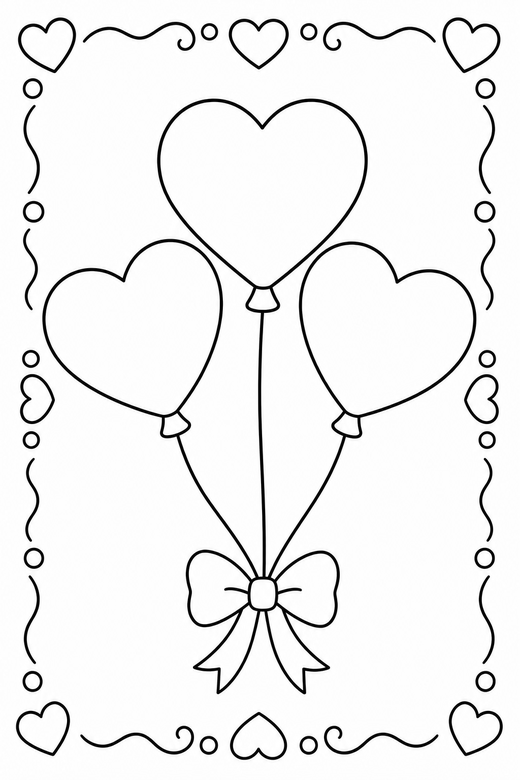 Heart balloons with a border, color online