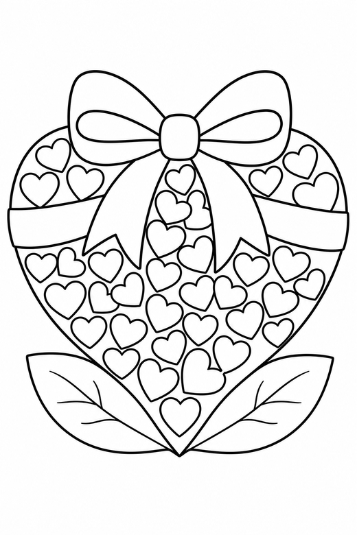 Ribboned heart made of small hearts, color online