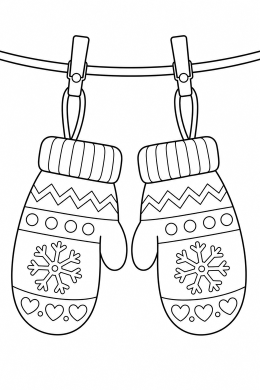 Mittens on a line, color online