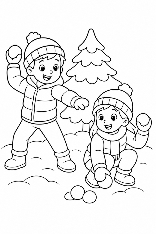 Snowball fight, color online