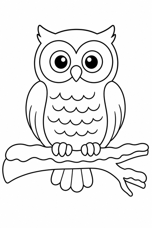 Owl on a snowy branch, color online