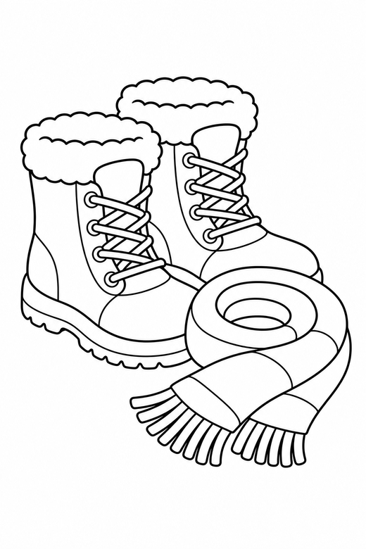 Warm boots and scarf, color online